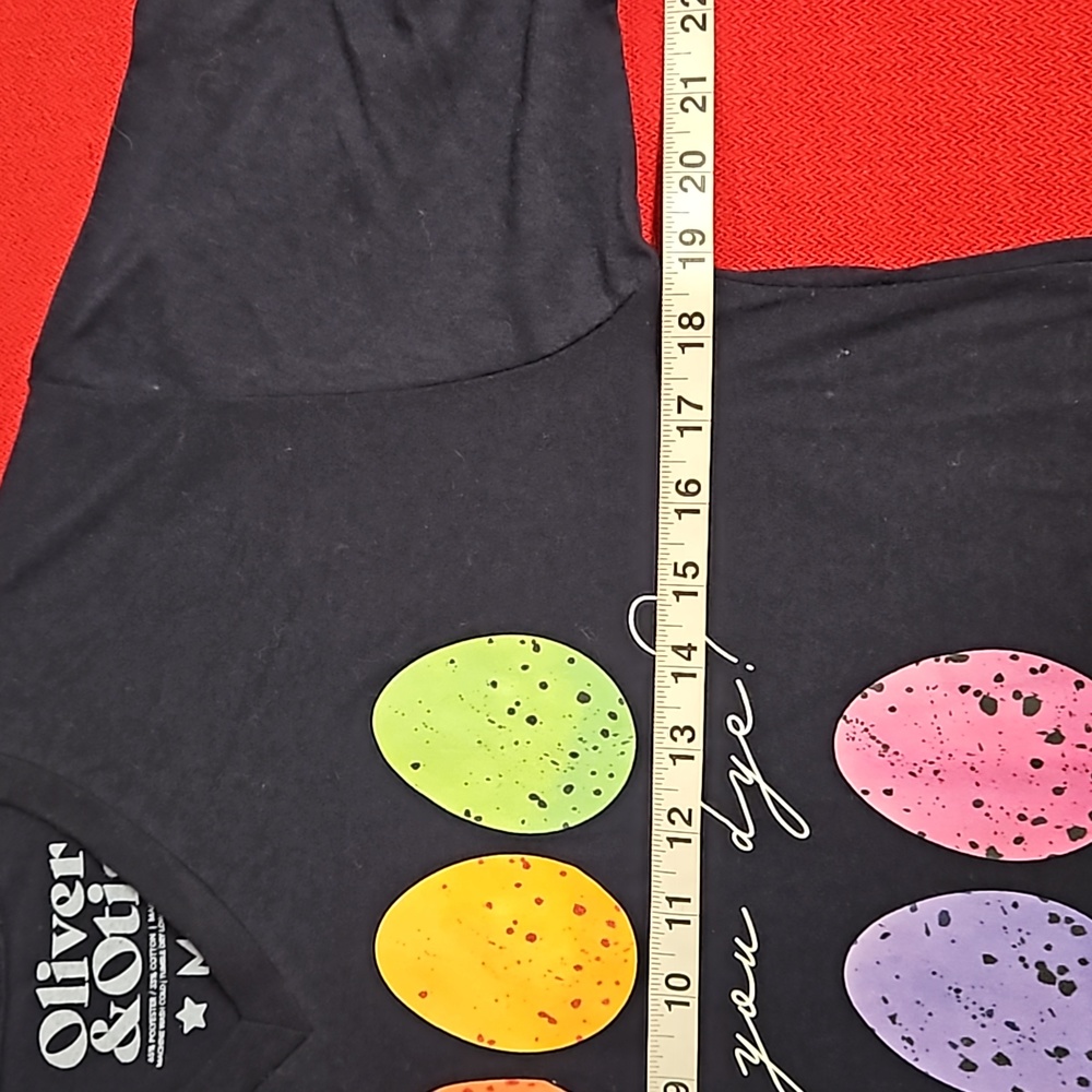 Easter 'but did you dye?' black short sleeve graphic tee multicolored eggs Med - Picture 5 of 7